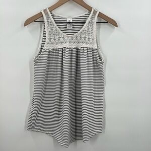 Pistacho Stripped Ladies Tank Top Lace Chest